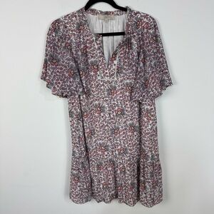 Loft Floral Babydoll Mini Dress Pink Cute Summer Office